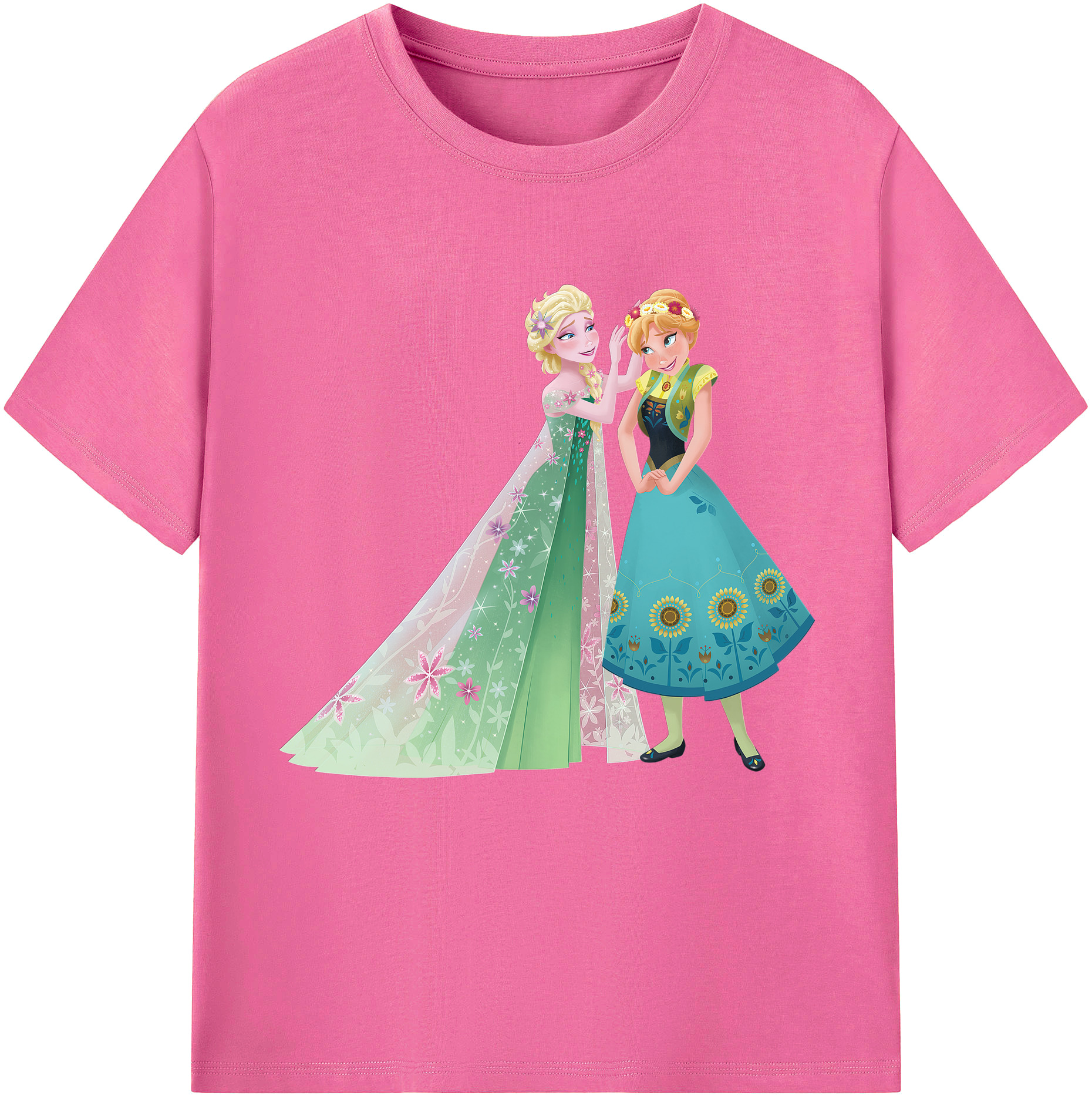 （画像用） アナと雪の女王 アンナ エルサ Frozen Anna Elsa レディースカジュアルプリントTシャツ（綿100％）